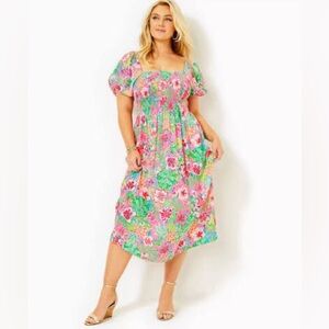 NWT Lilly Pulitzer Selah Midi Dress Multi Journey to the Jungle Large